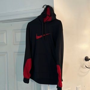 Nike sweatshirt with hood. Black with red. Large.  Perfect condition.